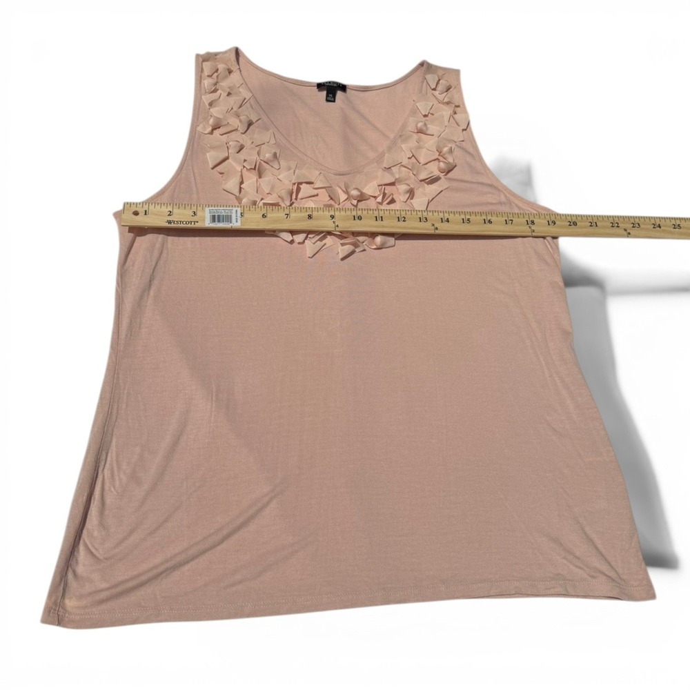 Talbots XL Blush Pink Floral Applique Sleeveless Knit Top Classic Quiet Luxury - Picture 6 of 8